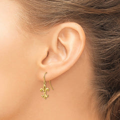 14k Polished Fleur de lis Dangle Earrings