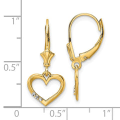 14k & White Rhodium D/C Heart Leverback Earrings - 2