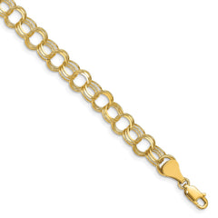 14k 7mm Solid Triple Link 8 inch Charm Bracelet - 2
