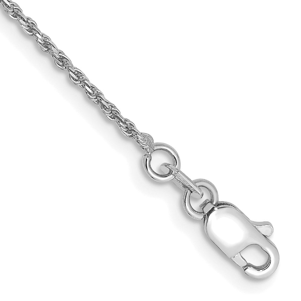 14K White Gold 9 inch 1.15mm Diamond-cut Machine Made Rope with Lobster Clasp Chain Anklet