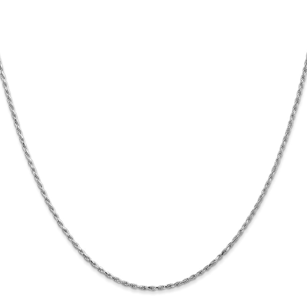 14K White Gold 30 inch 1.3mm Diamond-cut Machine Made Rope with Lobster Clasp Chain Chain