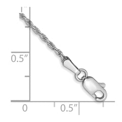 14K White Gold 9 inch 1.3mm Diamond-cut Machine Made Rope with Lobster Clasp Chain Anklet