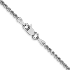 14K White Gold 30 inch 2mm Regular Rope with Lobster Clasp Chain