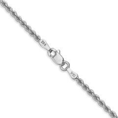 14K White Gold 22 inch 2.25mm Regular Rope with Lobster Clasp Chain