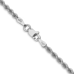 14K White Gold 18 inch 2.5mm Regular Rope with Lobster Clasp Chain