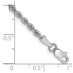 14K White Gold 7 inch 2.5mm Regular Rope with Lobster Clasp Chain
