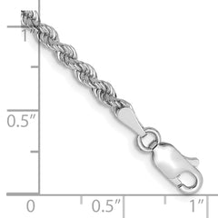 14K White Gold 8 inch 2.75mm Regular Rope with Lobster Clasp Chain