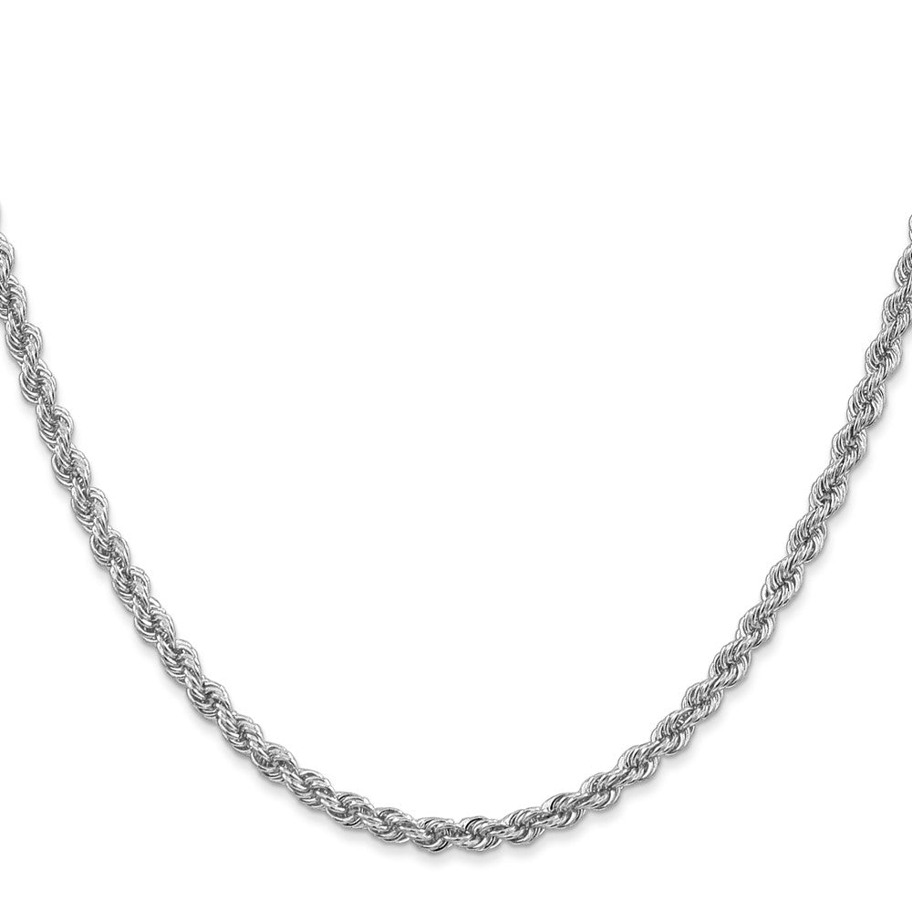 14K White Gold 24 inch 3mm Regular Rope with Lobster Clasp Chain