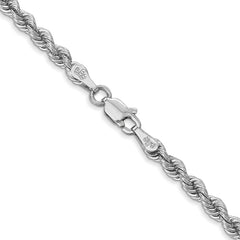 14K White Gold 24 inch 3mm Regular Rope with Lobster Clasp Chain