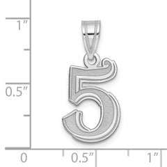 14kw Polished Etched Number 5 Pendant