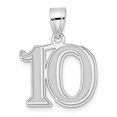 14kw Polished Etched Number 10 Pendant