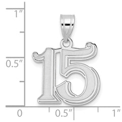 14kw Polished Etched Number 15 Pendant