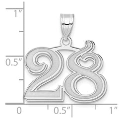 14kw Polished Etched Number 28 Pendant