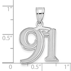 14kw Polished Etched Number 91 Pendant
