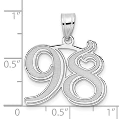 14kw Polished Etched Number 98 Pendant