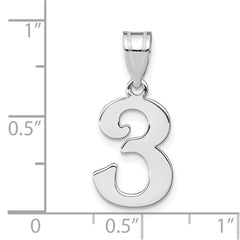 14kw Polished Number 3 Pendant