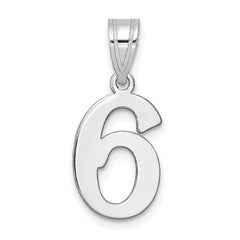 14kw Polished Number 6 Pendant - 2