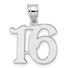 14kw Polished Number 16 Pendant - 2