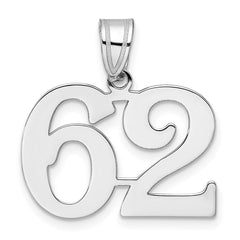 14kw Polished Number 62 Pendant