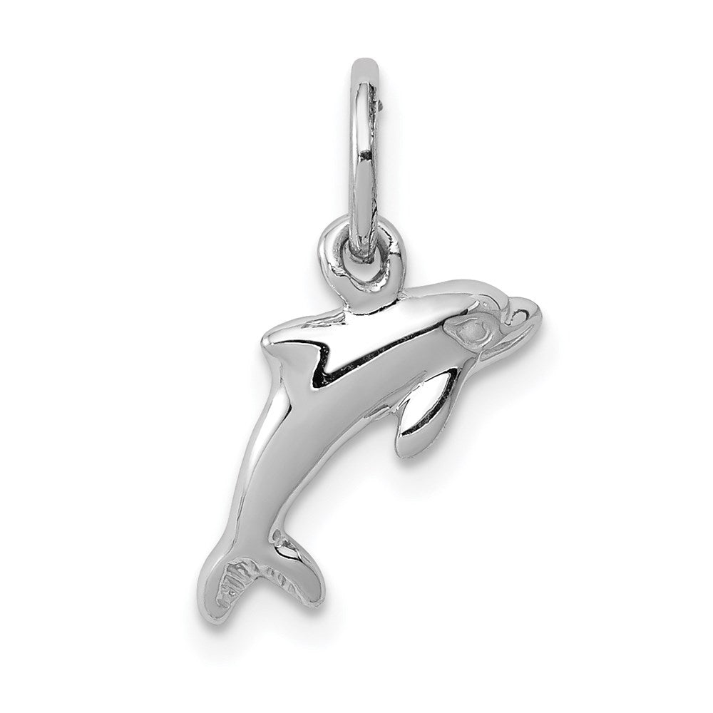 14k White Gold Dolphin Charm - 4
