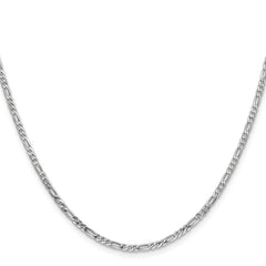 14K White Gold 22 inch 2.25mm Flat Figaro with Lobster Clasp Chain