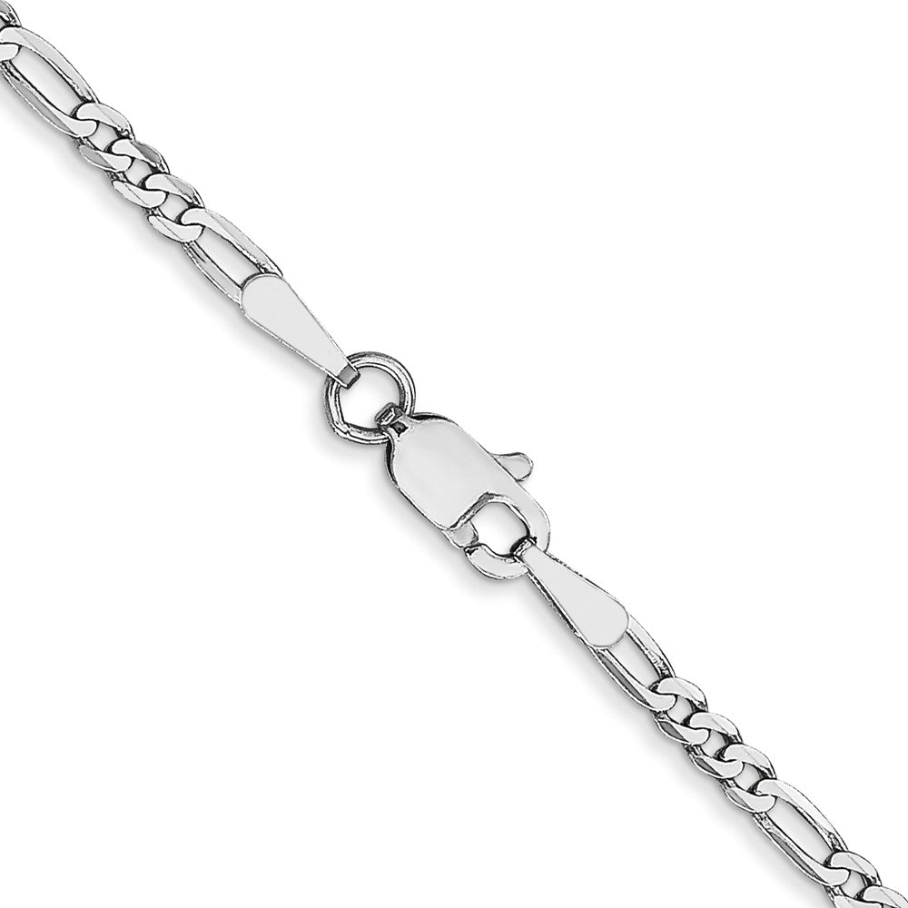 14K White Gold 16 inch 2.25mm Flat Figaro with Lobster Clasp Chain