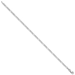 14K White Gold 9 inch 2.25mm Flat Figaro with Lobster Clasp Anklet