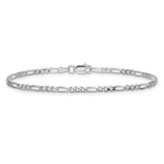 14K White Gold 8 inch 2.25mm Flat Figaro with Lobster Clasp Bracelet