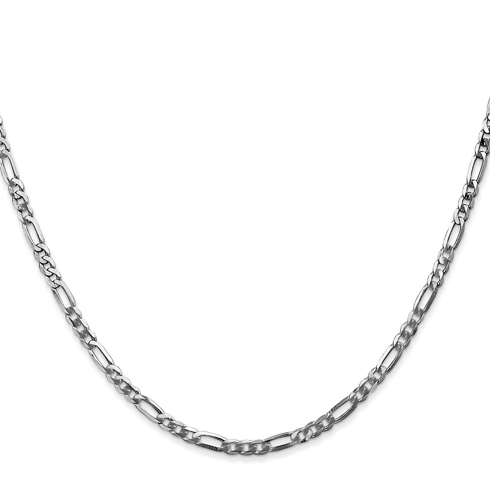 14K White Gold 22 inch 2.75mm Flat Figaro with Lobster Clasp Chain