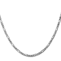 14K White Gold 24 inch 2.75mm Flat Figaro with Lobster Clasp Chain