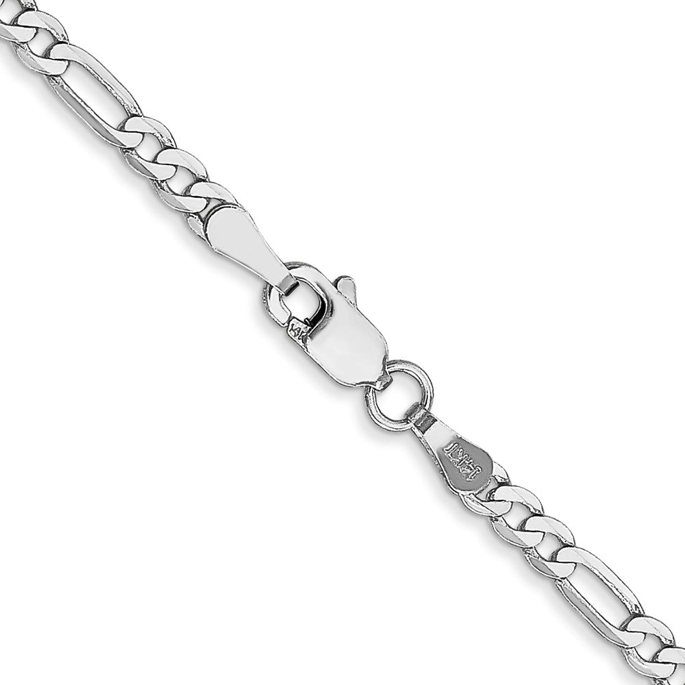 14K White Gold 16 inch 2.75mm Flat Figaro with Lobster Clasp Chain