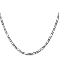 14K White Gold 20 inch 3mm Flat Figaro with Lobster Clasp Chain
