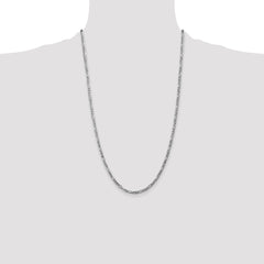 14K White Gold 26 inch 3mm Flat Figaro with Lobster Clasp Chain