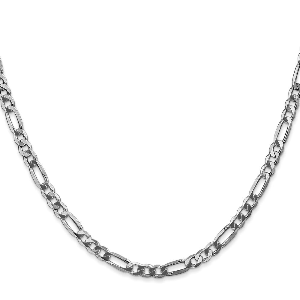 14K White Gold 26 inch 4mm Flat Figaro with Lobster Clasp Chain