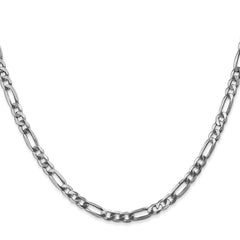 14K White Gold 26 inch 4mm Flat Figaro with Lobster Clasp Chain