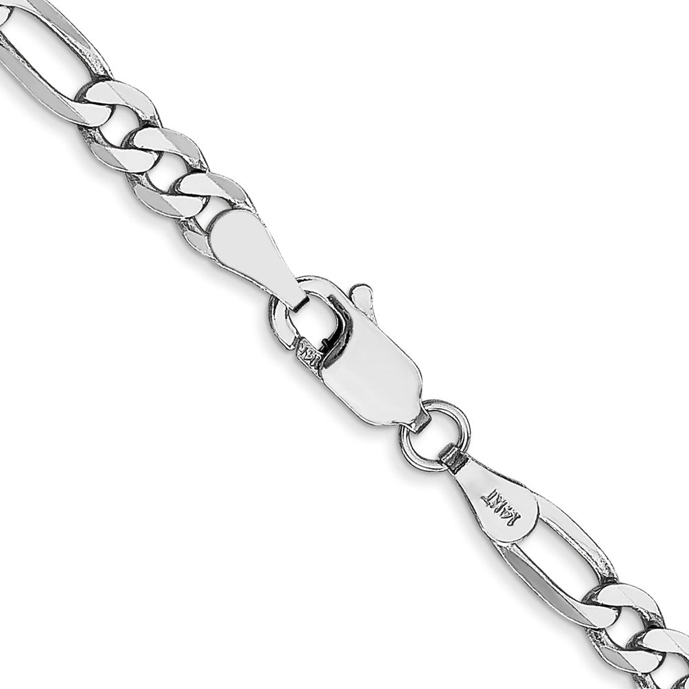 14K White Gold 26 inch 4mm Flat Figaro with Lobster Clasp Chain