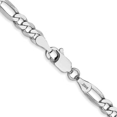 14K White Gold 26 inch 4mm Flat Figaro with Lobster Clasp Chain