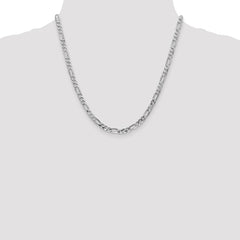 14K White Gold 20 inch 4.5mm Flat Figaro with Lobster Clasp Chain