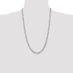 14K White Gold 26 inch 4.5mm Flat Figaro with Lobster Clasp Chain