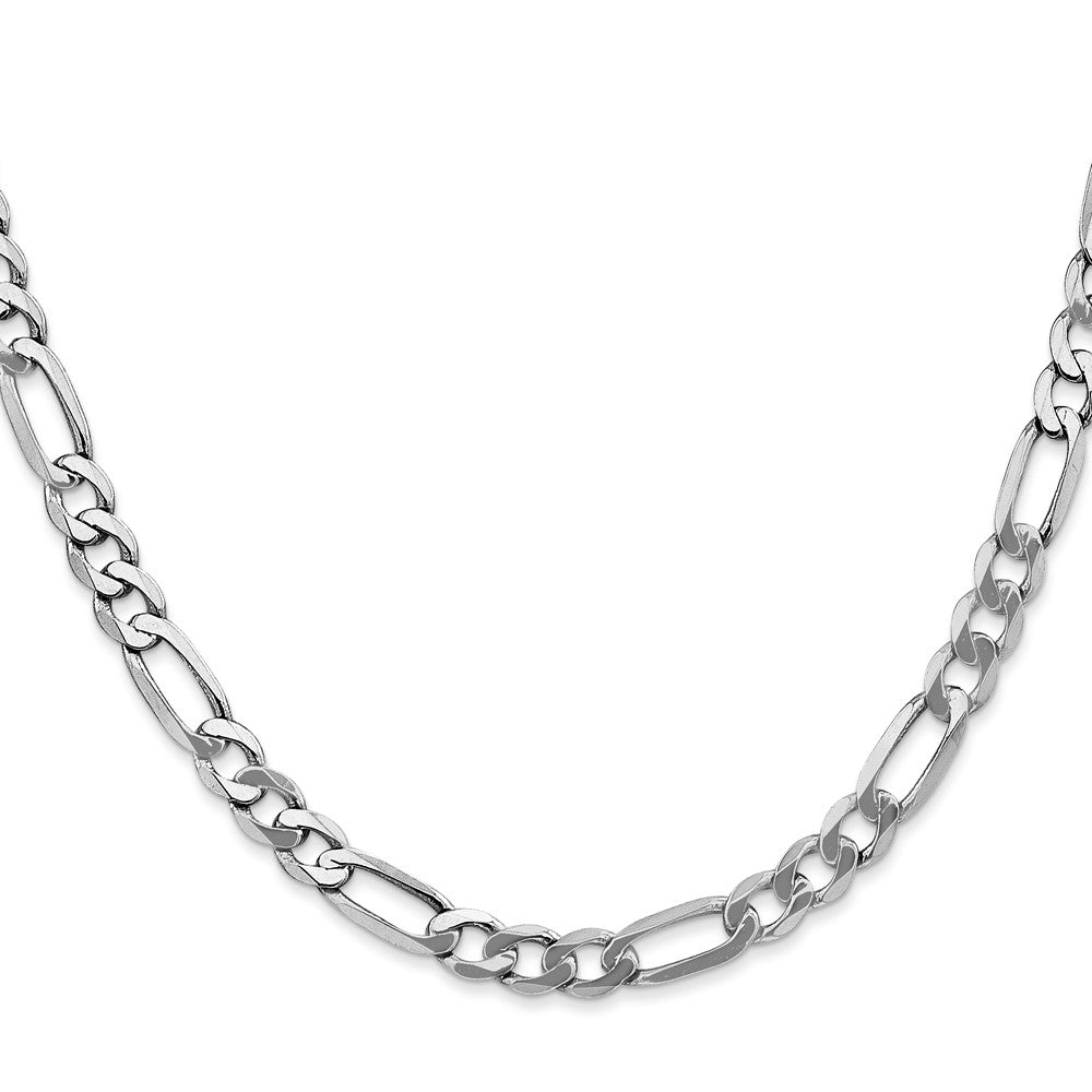 14K White Gold 24 inch 5.5mm Flat Figaro with Lobster Clasp Chain