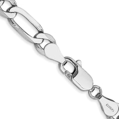 14K White Gold 24 inch 5.5mm Flat Figaro with Lobster Clasp Chain