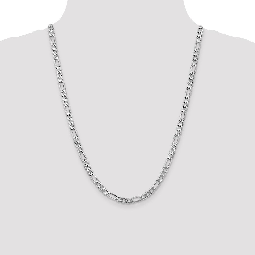 14K White Gold 24 inch 5.5mm Flat Figaro with Lobster Clasp Chain