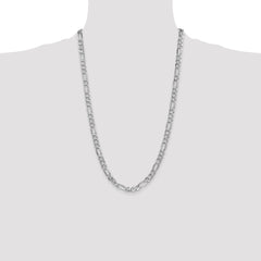 14K White Gold 26 inch 6mm Flat Figaro with Lobster Clasp Chain