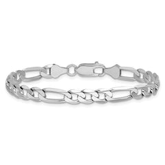 14K White Gold 9 inch 6mm Flat Figaro with Lobster Clasp Chain