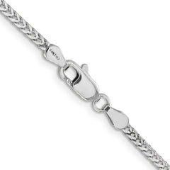 14K White Gold 24 inch 2mm Franco with Lobster Clasp Chain