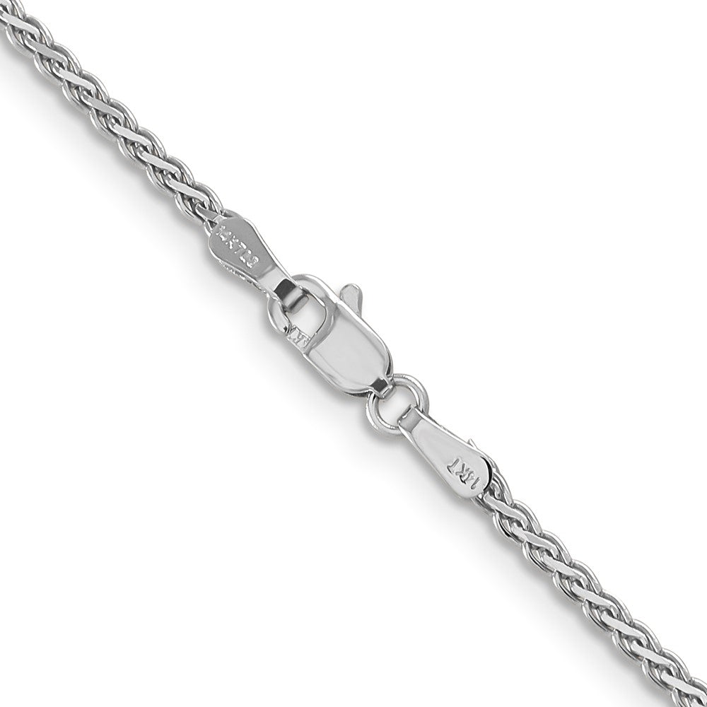 14K White Gold 20 inch 1.9mm Flat Wheat with Lobster Clasp Chain