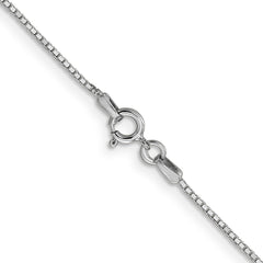 14K White Gold 22 inch .9mm Box with Spring Ring Clasp Chain