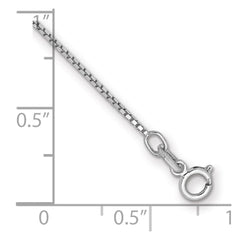 14K White Gold 7 inch .9mm Box with Spring Ring Clasp Bracelet