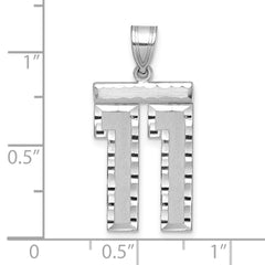 14kw Large Brushed Diamond-cut Number 11 Charm