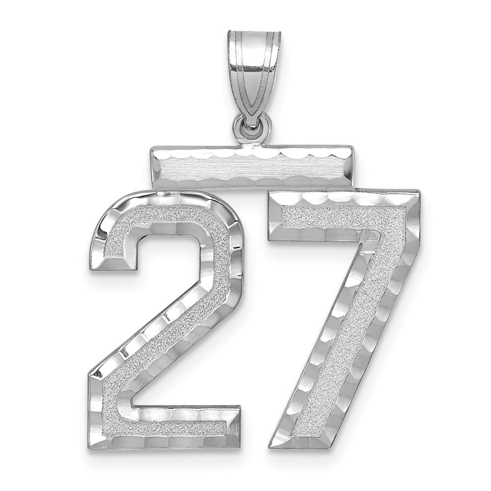 14kw Large Brushed  Diamond-cut Number 27 Charm